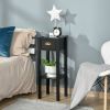 HOMCOM 2-Tier Side Table with Drawer, Narrow End Table for Space Saving, Slim Nightstand with Shelf Metal Knob for Living Room Hallway, Black