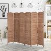 HOMCOM 6 Panel Wicker Room Divider 6' Tall Privacy Screen Natural