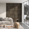 HOMCOM Acoustic Panels 4-Pack, 24"x24" Brown Wood Panels, Sound Absorbing, Slat Wall for Wall Decor