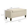 HOMCOM Linen Tufted Storage Ottoman Bench with Lift Top for Spacious Living Room Entryway Bedroom Decor Beige