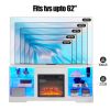 TV Stand Electric Fireplace Glass Shelves