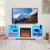 TV Stand Electric Fireplace Glass Shelves