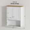 HOMCOM Wall Mounted Bathroom Cabinet, Modern Bathroom Wall Cabinet with 2 Doors and Adjustable Shelf, White