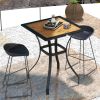 Outsunny 28" Outdoor Bar Table Brown Patio Furniture with Metal Frame Square Garden Table with Plastic Wood Grain Effect
