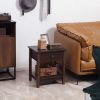HOMCOM Dark Brown Nightstand with Drawer and Shelves Compact Design for Small Spaces Bedroom Furniture