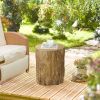 HOMCOM Tree Stump Stool Side Table Round Tabletop Wood Grain Finish Indoor Outdoor Natural