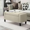 HOMCOM Linen Tufted Storage Ottoman Bench with Lift Top for Spacious Living Room Entryway Bedroom Decor Beige