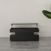High Quality Three-Tier Foldable Coffee Table with Drawers for Living Room Home Furniture Black Color