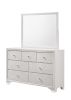 1pc Modern Glam Style White Finish Glam Seven Drawer Dresser Embossed Crocodile Pattern Wooden Bedroom Furniture