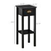 HOMCOM 2-Tier Side Table with Drawer, Narrow End Table for Space Saving, Slim Nightstand with Shelf Metal Knob for Living Room Hallway, Black
