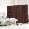 HOMCOM Wicker Folding Room Divider 6 Panel Privacy Screen Brown for Bedroom Office