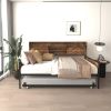 Twin Daybed with Trundle, Farmhouse Daybed Frame with Sliding Barn Door Headboard and Charging Station & LED Light for Bedroom and Guest Room