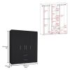 Bariloche Wardrobe, Multi-Section Storage with Hanging Rods, Shelves, and 2 Drawers Black