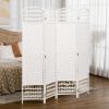 HOMCOM 4-Panel White Wave Fiber Folding Privacy Screen, Freestanding Room Divider for Home Office