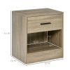 HOMCOM Side Table, Accent End Table with Drawer and Bottom Shelf, Sofa Table for Living Room, Bedroom, Modern Nightstand, Grey Wood Grain