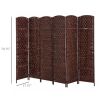 HOMCOM Wicker Folding Room Divider 6 Panel Privacy Screen Brown for Bedroom Office