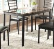 Black Finish 1pc Dining Table Faux Marble Top Metal Frame Casual Dining Furniture