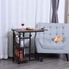 HOMCOM Mobile Nightstand: Adjustable 3-Tier C-Shaped Side Table with Casters