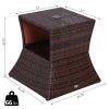 Outsunny Rattan Wicker Patio Side Table with Umbrella Hole 2 Tier Storage All-Weather Garden Furniture Mixed Brown