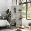 HOMCOM 4 Panel 67" Tall Wood Privacy Screen Room Divider with 3 Shelves and Folding Storage for Bedroom, Distressed White