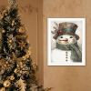 Trendy Decor 4U Old World Frosty The Snowman White Framed Wall Art for Living Room, Holiday Wall Art Print for Home Decor
