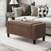 HOMCOM PU Storage Ottoman Bench Lift Top Tufted Rectangle Ottoman for Living Room, Entryway, or Bedroom, Brown