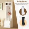 ON-TREND Minimalist Slim Hall Tree with Cabinet & 6 Hanging Hooks, Multi-functional Storage Bench with Coat Rack, Elegant Foyer Cabinet for Hallway