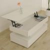 White Color Three-Tier Foldable Coffee Table with Drawers for Living Room Home Furniture