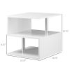 HOMCOM Lift Top Coffee Table Designer S-Shaped White 3-Tier Side Table Multi Level with 2 Steel Support Poles