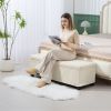 HOMCOM 47 Inches Storage Ottoman Bench, Foot Rest with Legs, End of Bed Bench, Corduroy Storage Chest for Living Room, Beige