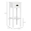 HOMCOM 2-Tier Tall Side Table with Drawer, Narrow End Table for Space Saving, Slim Nightstand with Shelf Metal Knob for Living Room Hallway, White