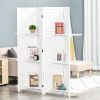 HOMCOM 67" 4-Panel Portable Room Divider, Wooden Privacy Screen with Display Shelves, Folding, White