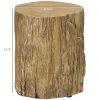 HOMCOM Tree Stump Stool Side Table Round Tabletop Wood Grain Finish Indoor Outdoor Natural