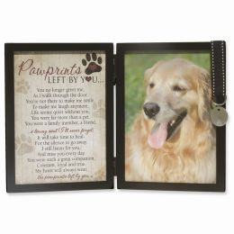 Pawprints Sentiment 5x7 Black Photo Frame with Tag - Engravable Religious Gift