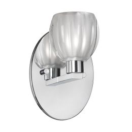 Dainolite 1 Light Bathroom Floral Wall Sconce with Clear Frosted Glass and Polished Chrome Finish