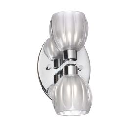 Dainolite 2 Light Bathroom Floral Wall Sconce with Clear Frosted Glass and Polished Chrome Finish