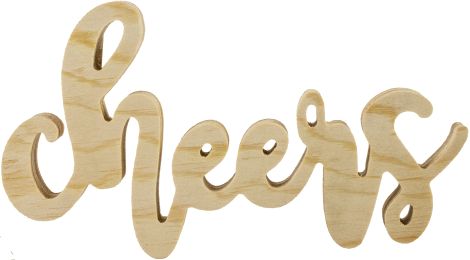 Mix The Media Wood Script Words-Cheers, Natural