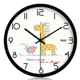 (Giraffe) 10-inch Silent fashion Art Pastoral Round Wall Clock (Color: Black)