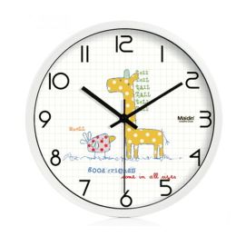 (Giraffe) 10-inch Silent fashion Art Pastoral Round Wall Clock (Color: White)