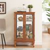 2 Doors Curio Cabinet with Tempered Glass Doors, Curio Cabinets with Mirrored Back Panel and Adjustable Shelves, Lighted Display Cabinet for Home