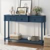 Console Table Sofa Table with Drawers for Entryway with Projecting Drawers and Long Shelf