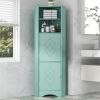 Tall Bathroom Corner Cabinet, Freestanding Storage Cabinet with Doors and Adjustable Shelves, MDF Board
