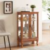 2 Doors Curio Cabinet with Tempered Glass Doors, Curio Cabinets with Mirrored Back Panel and Adjustable Shelves, Lighted Display Cabinet for Home