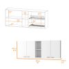 Winslow 150" Wall Cabinet, Four Doors, Two Divisions, Two Shelves, Black