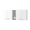 Winslow 150" Wall Cabinet, Four Doors, Two Divisions, Two Shelves, Black