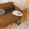 C-Shaped Side Table, C Table End Table for Sofa and Bedside, Couch Side Tables, Wood C-Shaped End Table with Metal Frame Slide for Bedroom Living Room